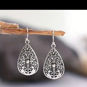 Dragonfly earrings vintage women's‎ dangle new f2